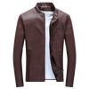 Wordless Autumn Winter Mens Zipper PU Leather Jacket Casual Motorcycle Leather Jacket Men Leisure Clothing Slim Leather Jacket