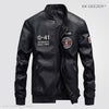 Leather Jacket Men Bomber Baseball Jacket Biker Pu Coat Faux Pilot  Varsity Fleece College Top Leather Black Slim Fit Motorcycle