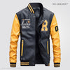 Leather Jacket Men Bomber Baseball Jacket Biker Pu Coat Faux Pilot  Varsity Fleece College Top Leather Black Slim Fit Motorcycle