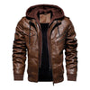 winter men's leather jacket motorcycle hooded jacket men's warm Leisure PU leather coats M-4XL