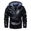 winter men's leather jacket motorcycle hooded jacket men's warm Leisure PU leather coats M-4XL