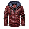 winter men's leather jacket motorcycle hooded jacket men's warm Leisure PU leather coats M-4XL