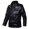 Leather Jacket Men Coats PU Outerwear Motorcycle Biker Male Business Winter Faux Fur Jacket Thick Fleece Leather Mens Windproof