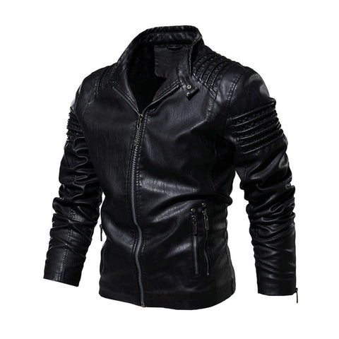 Brand Men's Leather Biker Jakcet Coat 4XL 5XL Male Streetwear Retro Casual Fleece Leather Jacket Men Outwear Clothing BYDH51