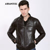 2018 Luxury Fashion Men's Leather Jacket High Quality Leather Brown Men Jacket Faux Leather Men Jacket And Coat jaqueta de couro